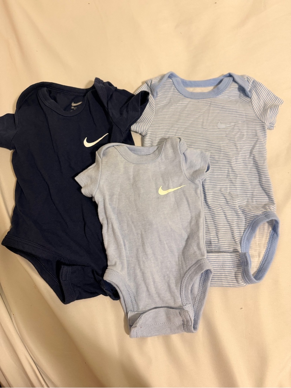 Nike Navy and Light Blue Baby One-Piece Bodysuits Set